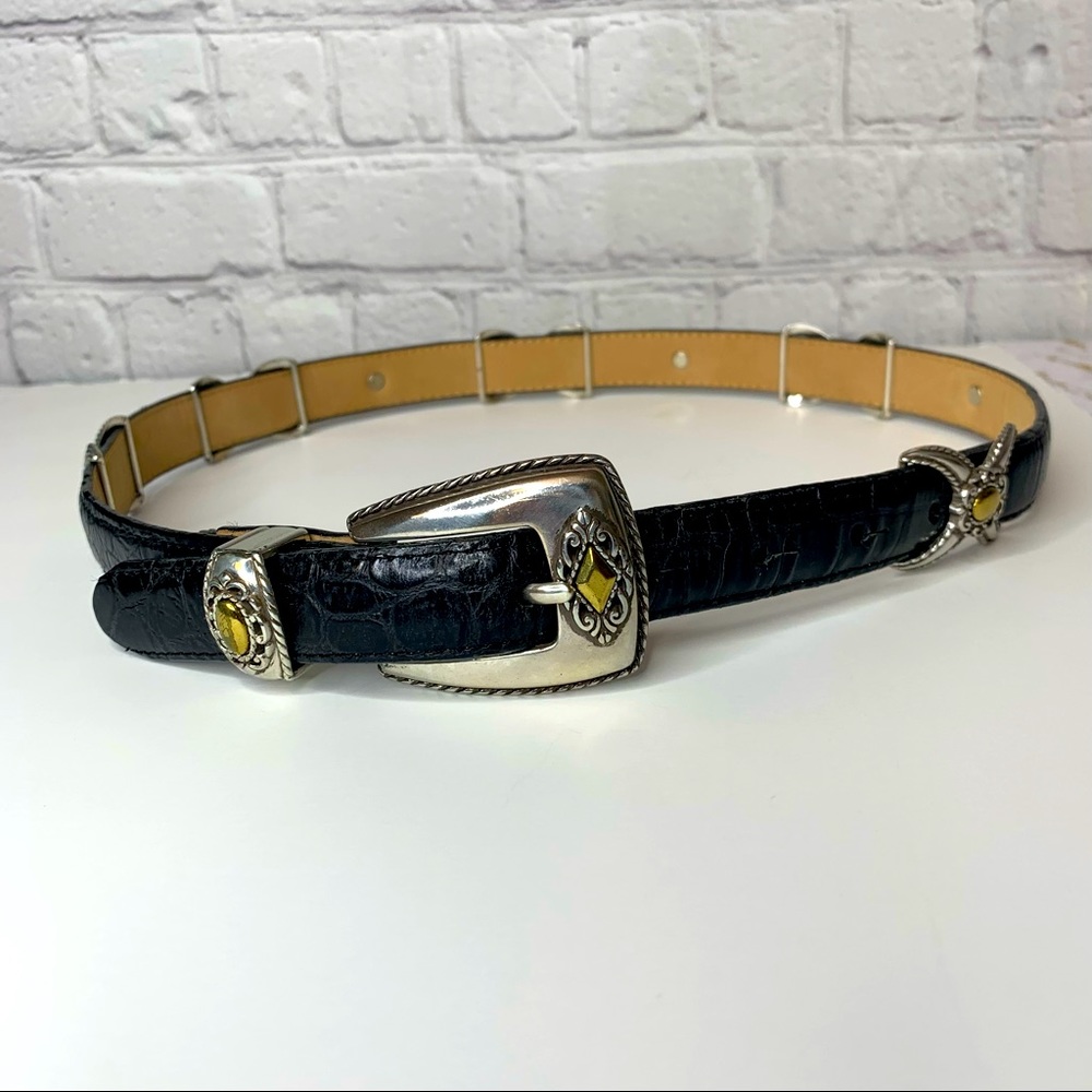 Vintage Brighton Leather Belt with Gold/Silver Hardware